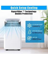 12,000 Btu Portable Air Conditioner - Built-in Dehumidifier & Fan, 3-in-1 Led Display Unit, Remote Control, Ideal for Home, Office, Dorm & Rv