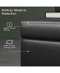 gaomon Storage Ottoman Bench, Mid-Century Modern Synthetic Leather, Black, Safety Hinges, Loads 680 lbs, Entryway & Bedroom