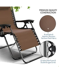 Outdoor Patio Zero Gravity Chair - Reclining Lounge Chairs with Pillows & Cup Holders