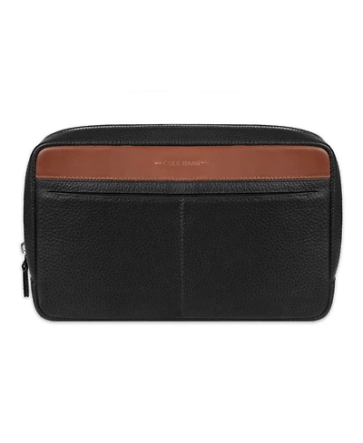 Cole Haan Men's Two Tone Top Zip Leather Toiletry Bag