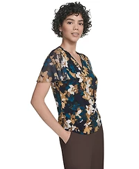 Calvin Klein Petite Printed V-neck Flutter Sleeve Top