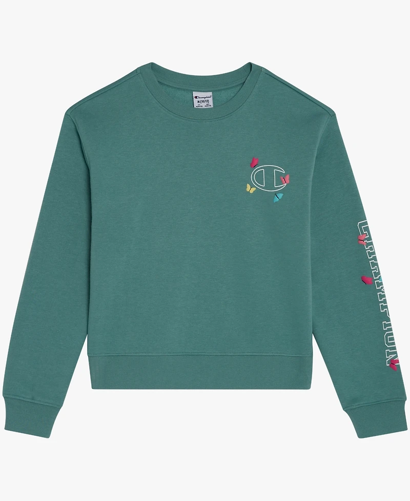 Champion Big Girls Pullover Crewneck Sweatshirt