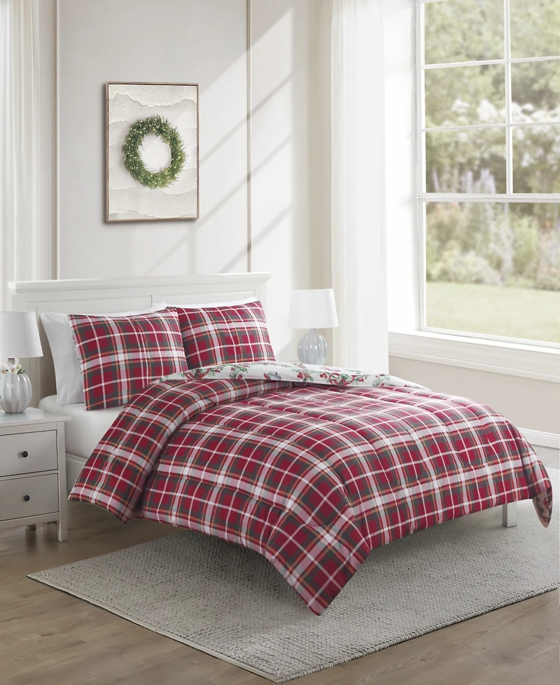 Enchante Wreath With Bow Reversible 3-Pc. Comforter Sets, Created for Macy's