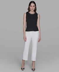Karl Lagerfeld Paris Women's Embellished Pleated Top
