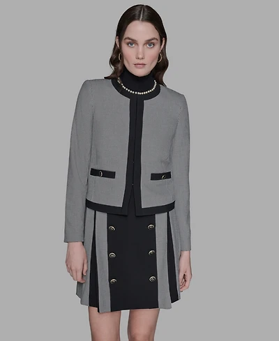 Karl Lagerfeld Paris Women's Gingham Framed Jacket