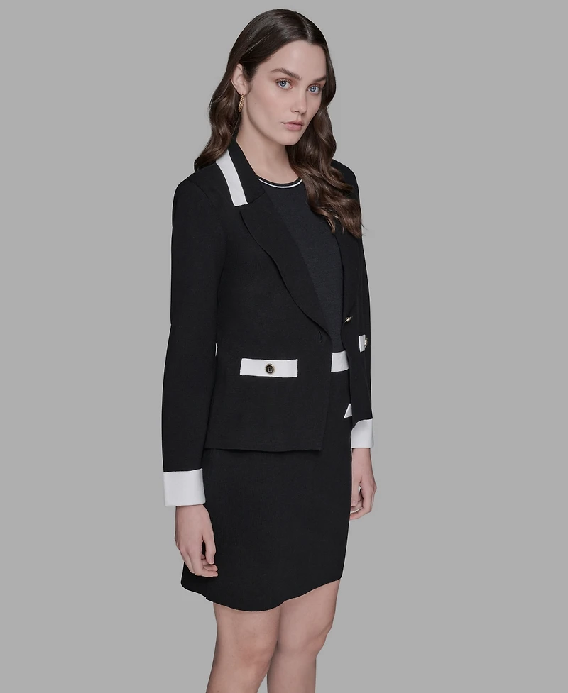 Karl Lagerfeld Paris Women's Cotton One-Button Knit Blazer
