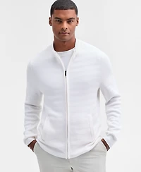 Alfani Men's Long Sleeve Zip-Front Zig-Zag Textured Sweater, Macy's Exclusive