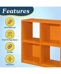 Kings Brand Furniture 4-Cube Children's Bookcase, Kids Toy Storage Shelf Organizer for Playroom, Bedroom, Nursery School