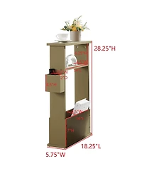 Kings Brand Furniture Zeke Narrow Side Table with Storage Shelf - Modern Sofa End Table, Small Nightstand Magazine Rack