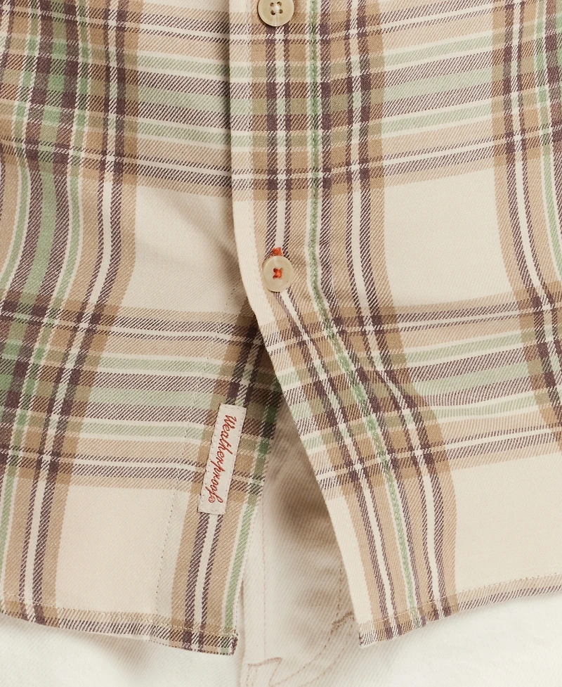 Weatherproof Vintage Men's Long Sleeve Button-Down Burnout Plaid Flannel Shirt