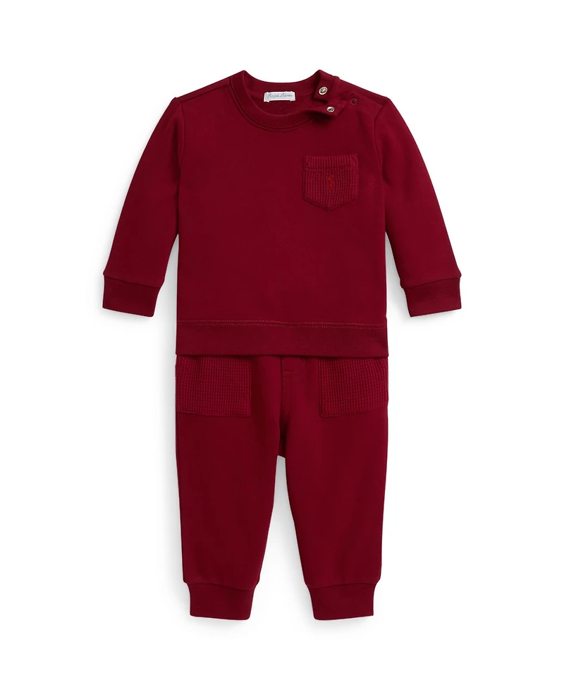 Polo Ralph Lauren Baby Boys 2-Piece Waffle-Trim Sweatshirt and Joggers Set