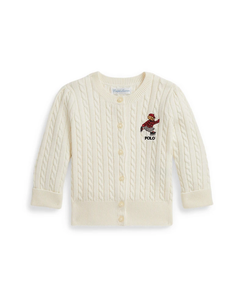 Polo Ralph Lauren Baby Girls Bear Mini-Cable Knit Sweater