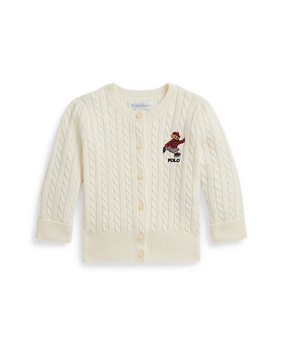 Polo Ralph Lauren Baby Girls Bear Mini-Cable Knit Sweater