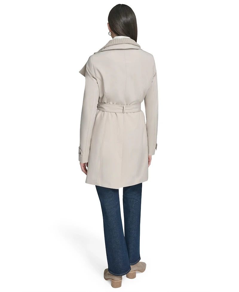 Calvin Klein Petite Belted Long-Sleeve Wrap Coat