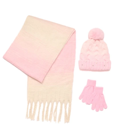InMocean Big Girls 3-Piece Hat, Gloves, and Scarf Set