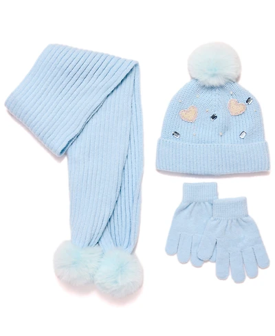 InMocean Big Girls 3-Piece Hat, Gloves, and Scarf Set