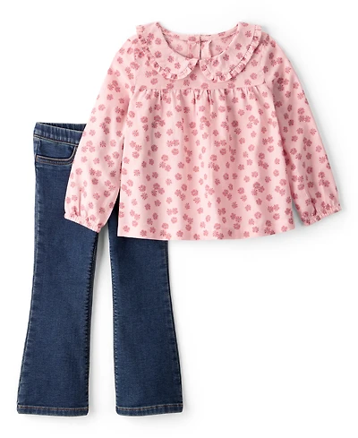 Carter's Toddler Girls Floral Top and Denim Pants, 2-Piece Set