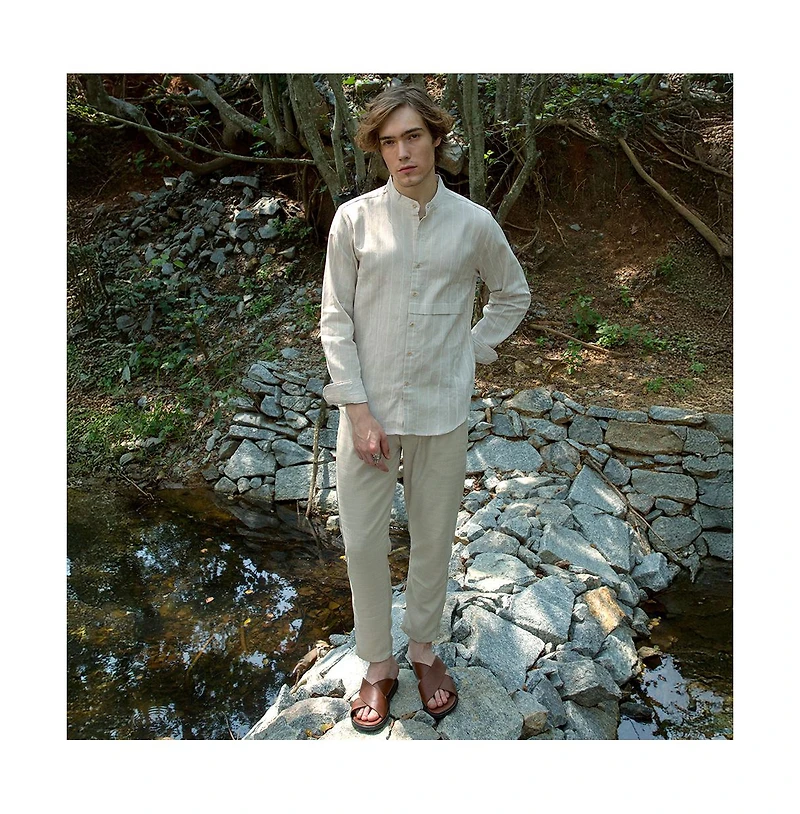 Campus Sutra Men's Pencil-Striped Shirt