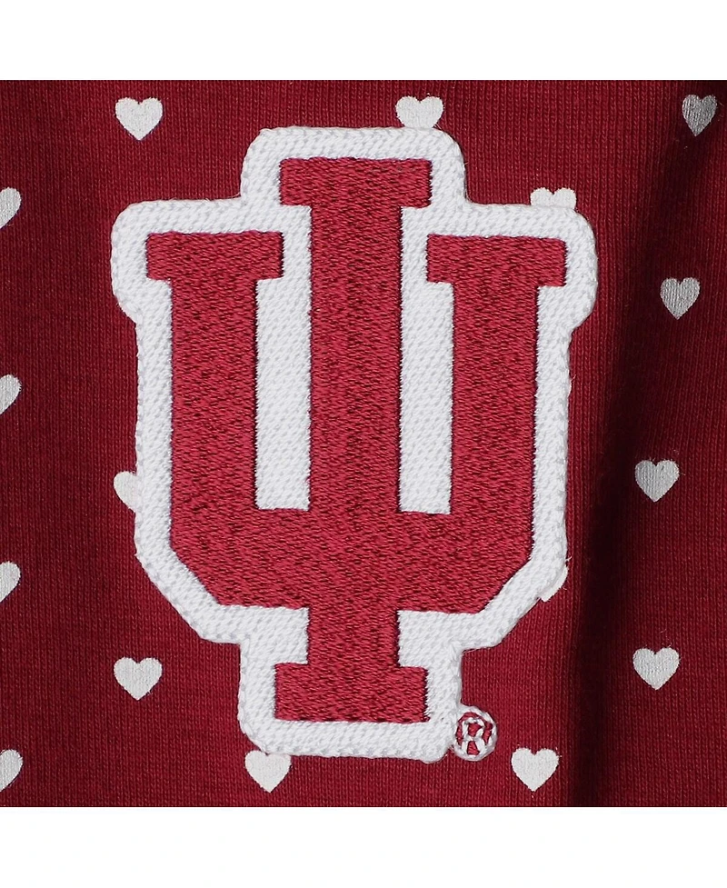 Two Feet Ahead Baby Boys and Girls Crimson Indiana Hoosiers Hearts Bodysuit and Headband Set