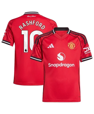 Adidas Big Boys and Girls Marcus Rashford Red Manchester United Home 2025/26 Replica Player Jersey