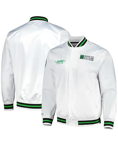 Mitchell & Ness Men's White Austin Fc City Full-Snap Satin Jacket