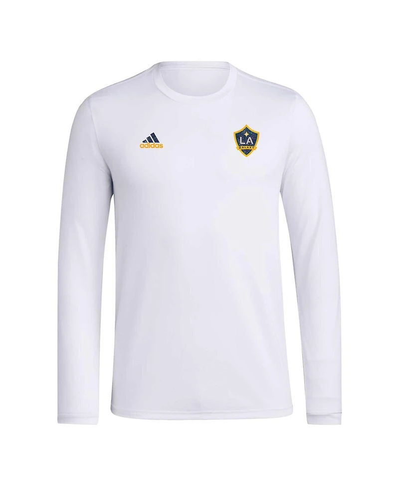 Adidas Men's White La Galaxy Local Stoic Long Sleeve T-Shirt