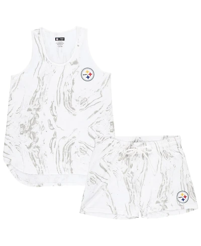 Concepts Sport Women's White Pittsburgh Steelers Plus Quartz Tank Top and Shorts Set