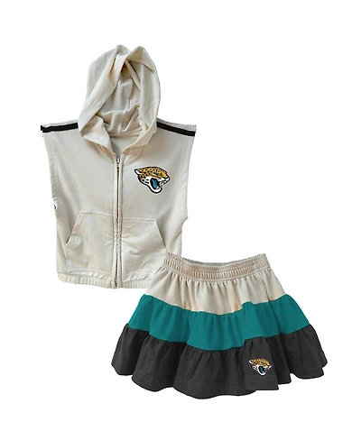 Wes & Willy Girls Toddler Teal/Black Jacksonville Jaguars Sleeveless Full-Zip Hoodie and Skirt Set