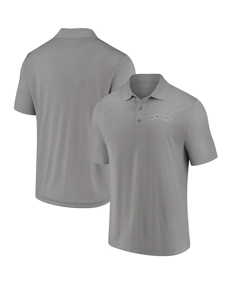 Fanatics Men's Gray New York Yankees Logo Polo Shirt