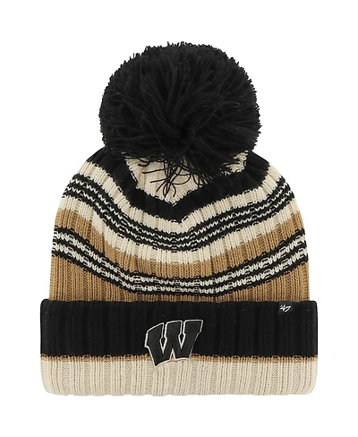 '47 Brand Women's Khaki Wisconsin Badgers Barista Cuffed Knit with Pom Hat