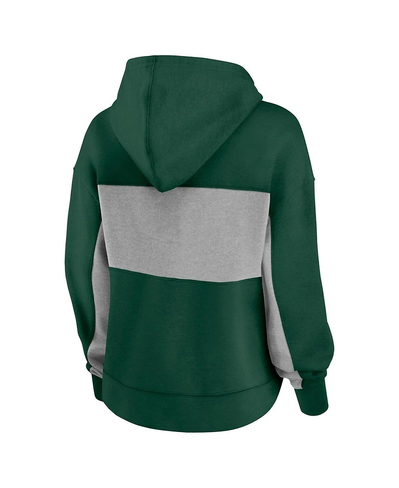 Fanatics Women's Green/Gray Miami Hurricanes Fleece Pullover Hoodie