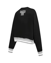 Pro Standard Women's Black Brooklyn Nets Area Code Cropped Pullover Sweatshirt