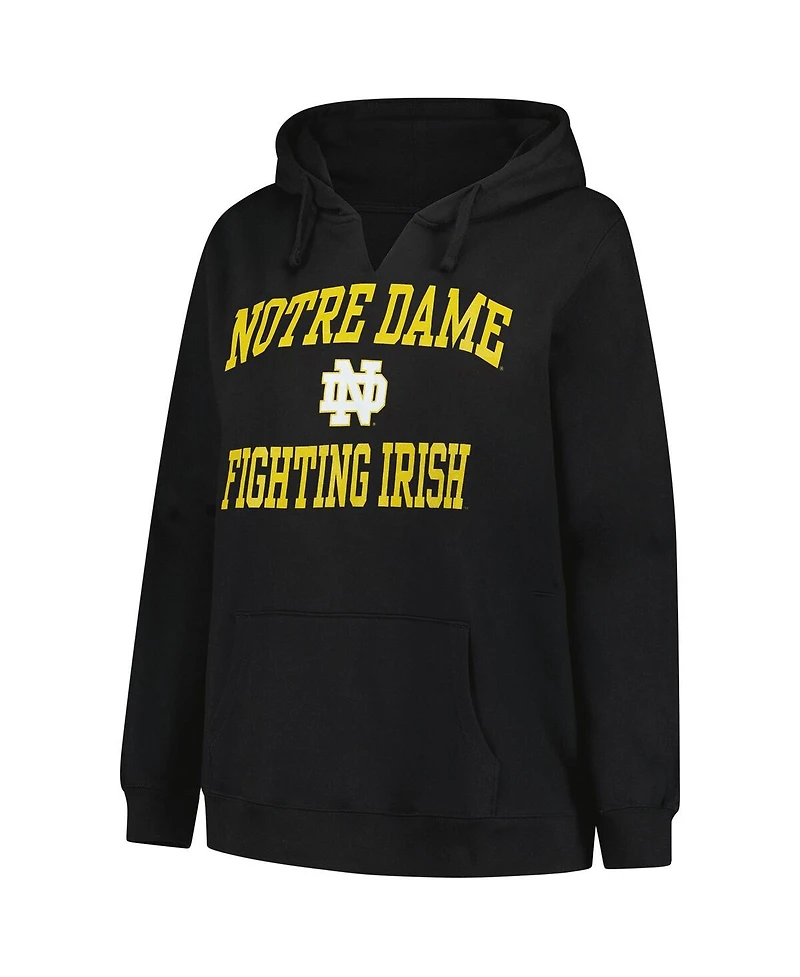Champion Women's Black Notre Dame Fighting Irish Plus Heart Soul Notch Neck Pullover Top