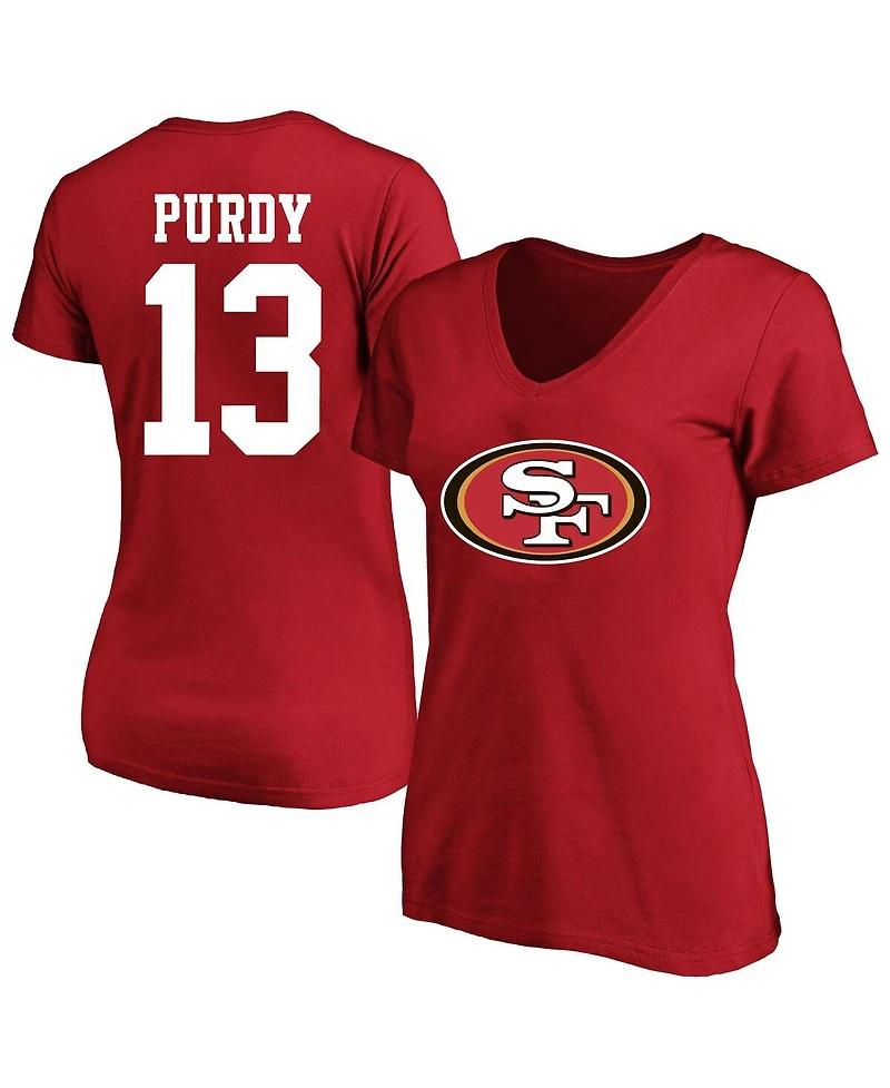 Fanatics Women's Brock Purdy Scarlet San Francisco 49ers Plus Fair Catch Name Number Scoop Neck T-Shirt