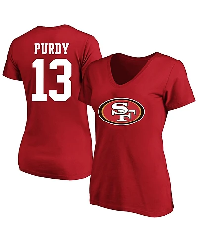 Fanatics Women's Brock Purdy Scarlet San Francisco 49ers Plus Fair Catch Name Number Scoop Neck T-Shirt