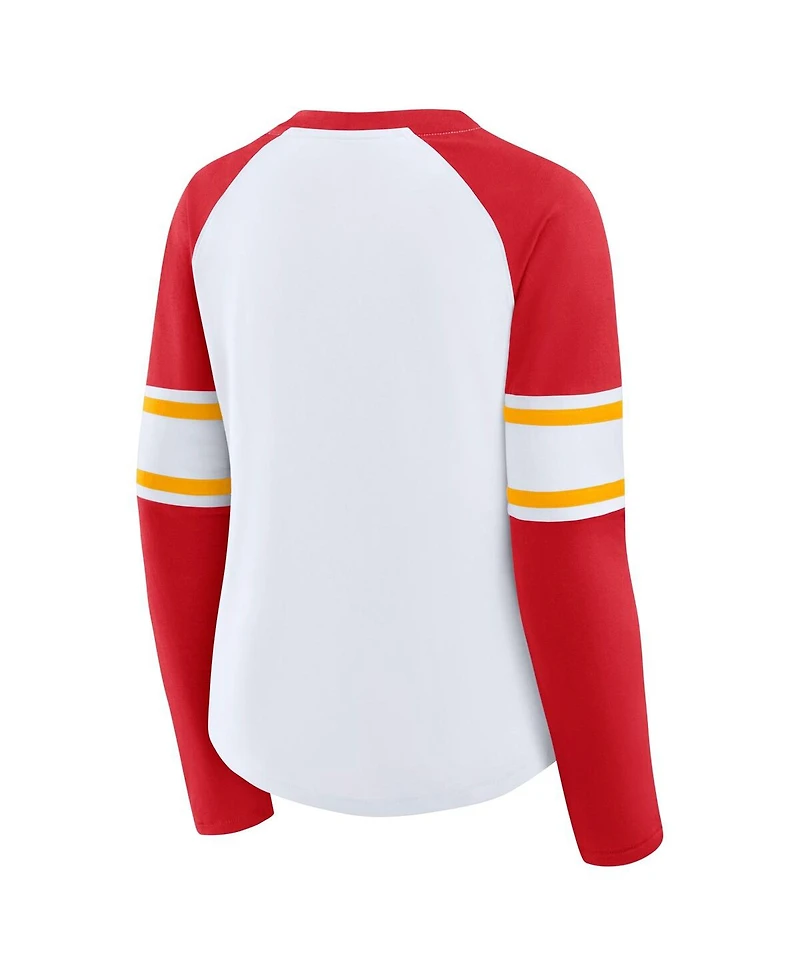 Fanatics Women's White Kansas City Chiefs Plus Redzone Lace Up Long Sleeve T-Shirt