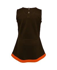 Outerstuff Girls Preschool 2-Piece Brown Cleveland Browns Cheer Captain Jumper Dress with Bloomers Set