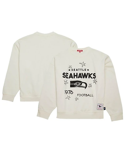Mitchell & Ness Women's Cream Seattle Seahawks Throwback Logo 3.0 Pullover Sweatshirt