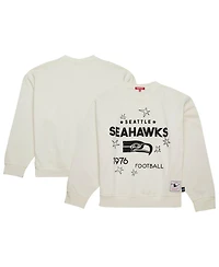 Mitchell & Ness Women's Cream Seattle Seahawks Throwback Logo 3.0 Pullover Sweatshirt