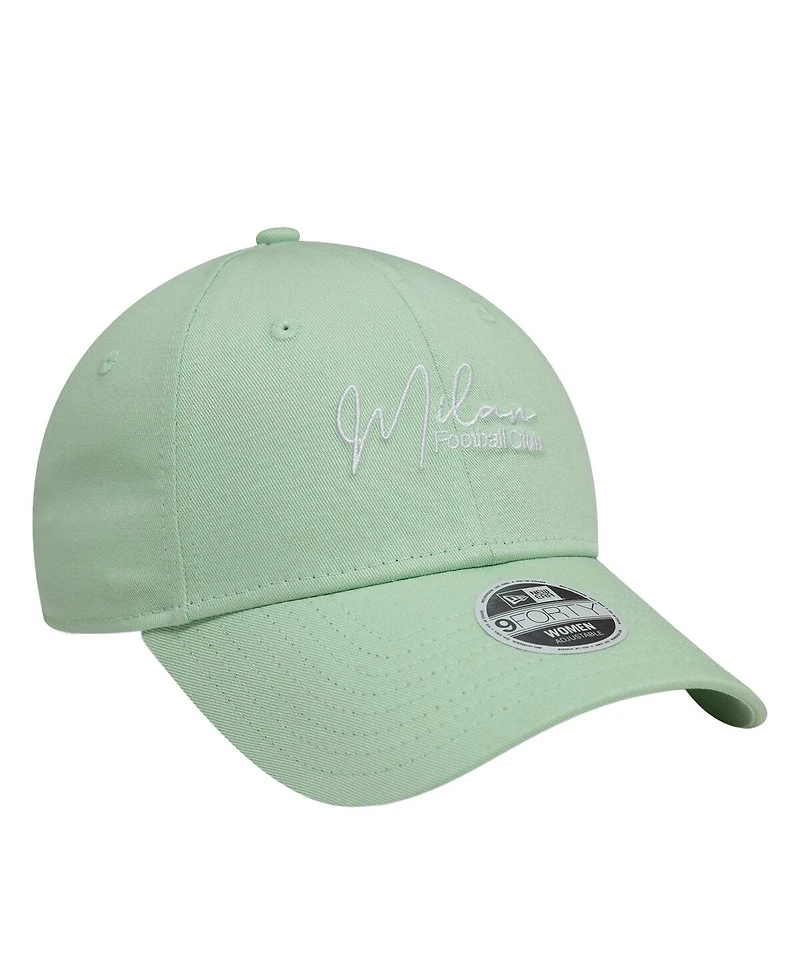 New Era Women's Light Green Ac Milan Script 9FORTY Adjustable Hat