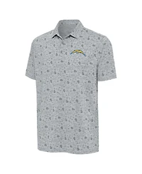 Antigua Men's Heather Gray Los Angeles Chargers Relentless Polo Shirt
