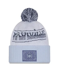 New Era Men's White Nashville Sc 2025 Jersey Hook Cuffed Knit with Pom Hat