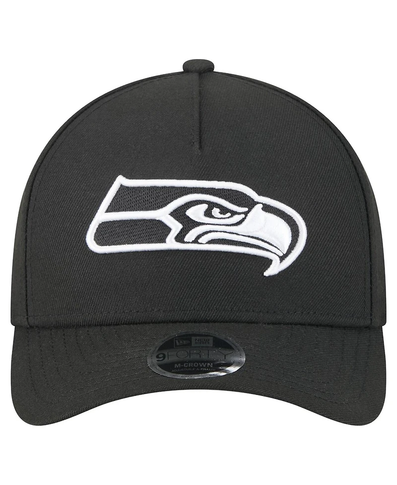 New Era Men's Black Seattle Seahawks Team Collection 9FORTY M-Crown A-Frame Adjustable Hat
