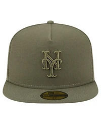 New Era Men's Olive New York Mets Color Pack A-Frame 59FIFTY Fitted Hat