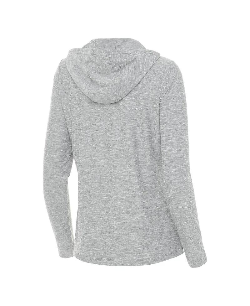 Antigua Women's Heather Gray Ohio State Buckeyes Daybreak Quarter-Zip Hoodie