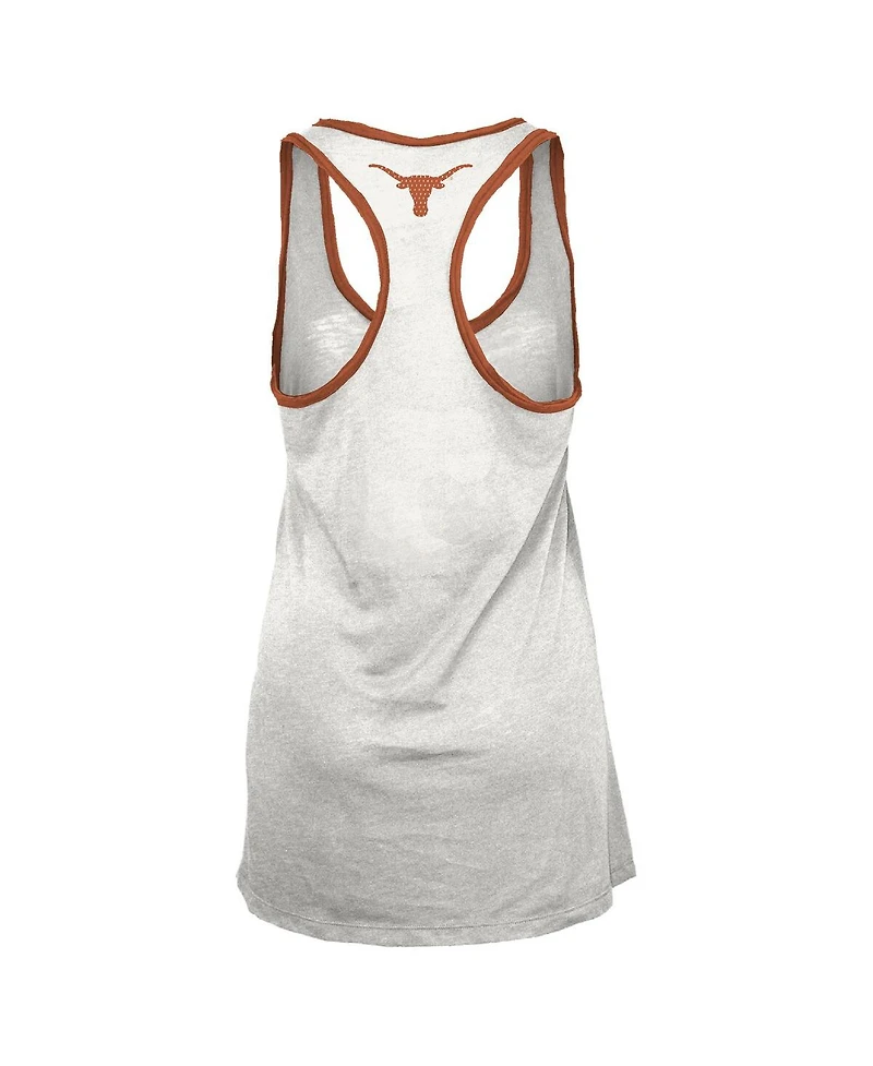 Pressbox Women's White/Burnt Orange Texas Longhorns Tracy Racerback Burnout Tank Top