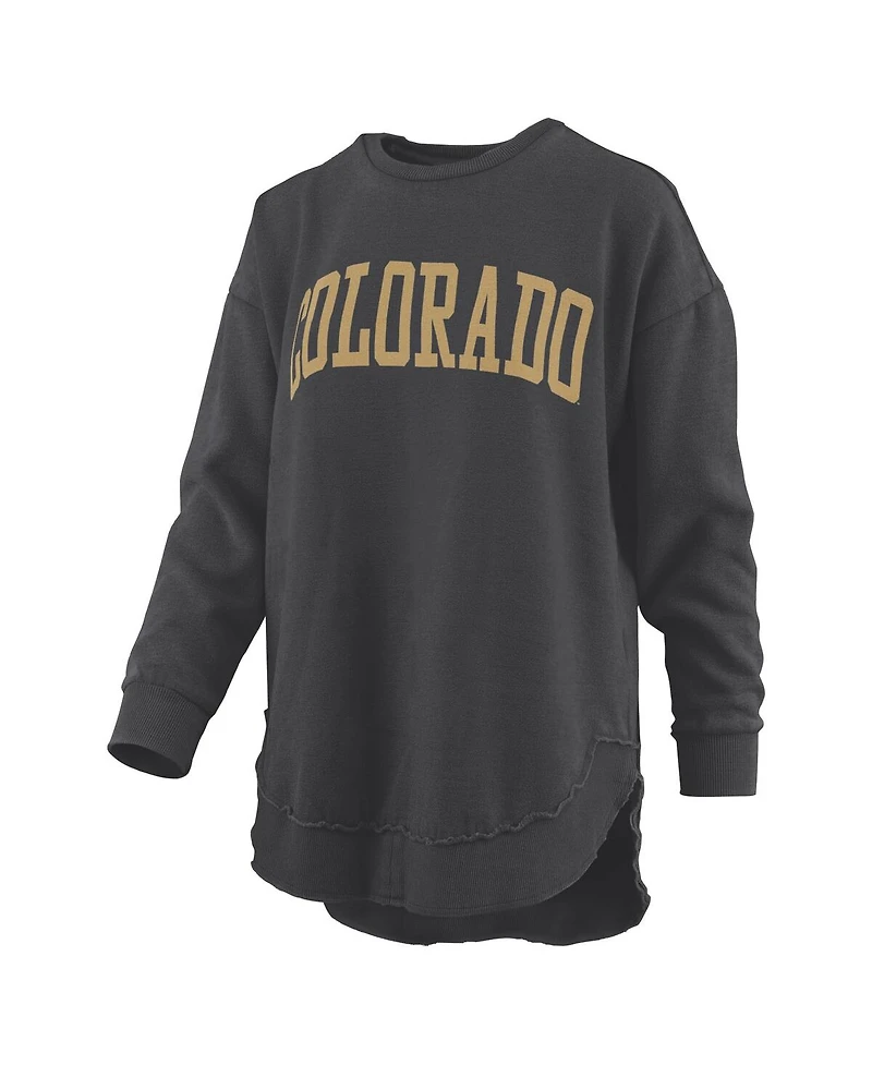 Pressbox Women's Black Colorado Buffaloes Melange Poncho Vintage Fleece Long Sleeve Pullover Sweatshirt