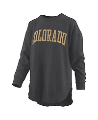 Pressbox Women's Black Colorado Buffaloes Melange Poncho Vintage Fleece Long Sleeve Pullover Sweatshirt