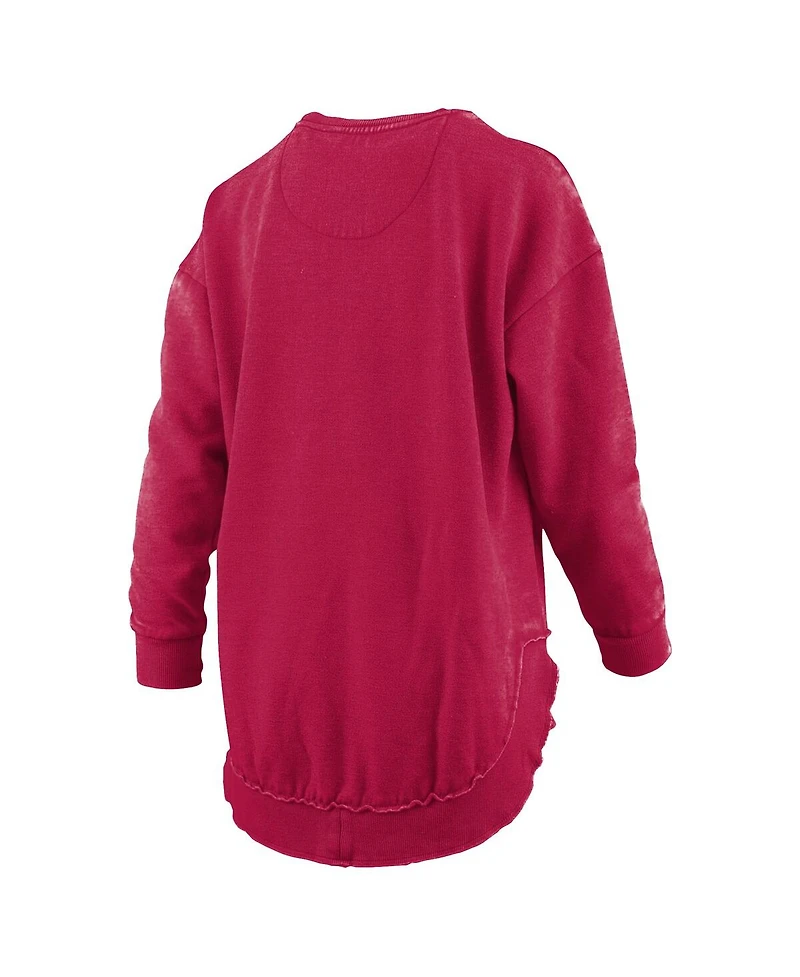 Pressbox Women's Alabama Crimson Tide Melange Poncho Vintage Fleece Long Sleeve Pullover Sweatshirt