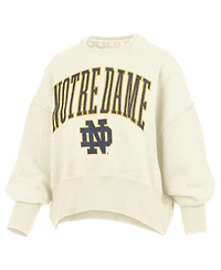 Pressbox Women's Natural Notre Dame Fighting Irish Oversized Waist-Length Crewneck Sweatshirt